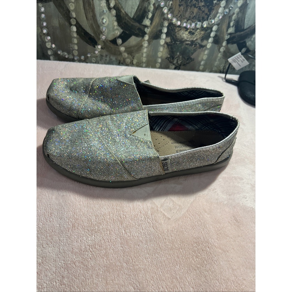 Skechers BOBS Women's 7 Slip On Shoes Gray Memory Foam Stretch Fit Casual Sporty